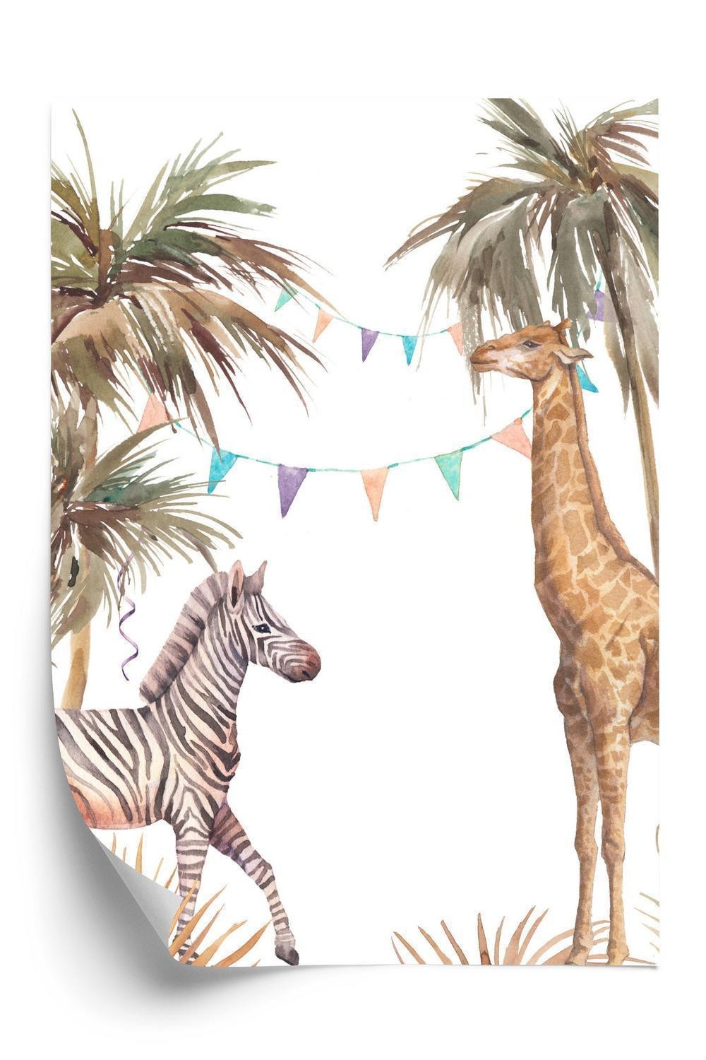Plakat Safari Med Elefant Leopardabe Giraf - Doboxa Plakater