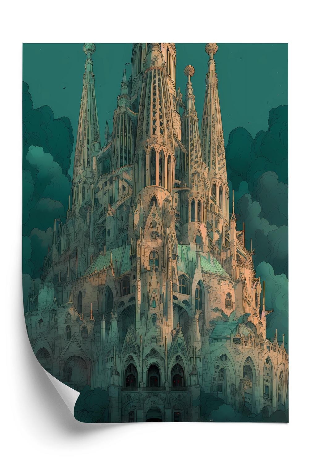 Plakat Sagrada Familia Art Nouveau Kirke Barcelona - Doboxa Plakater