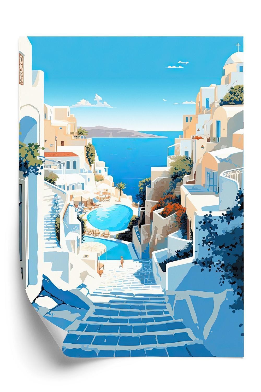 Plakat Santorinis Karakteristiske Græske Arkitektur - Doboxa Plakater