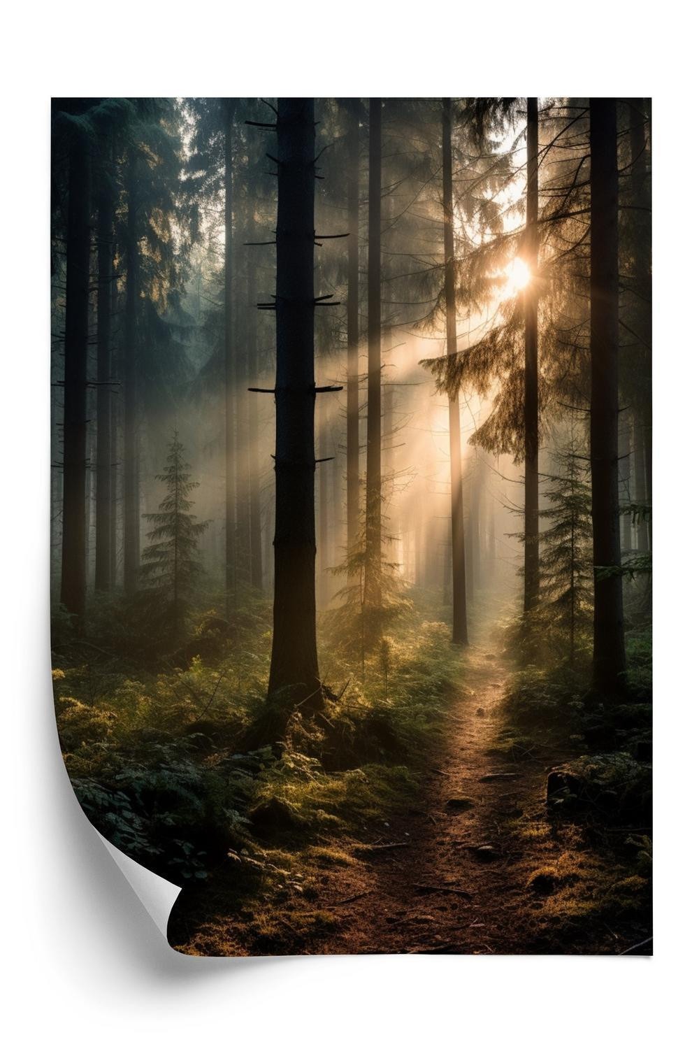 Plakat Skov Med Solstråler Morgenen - Doboxa Plakater
