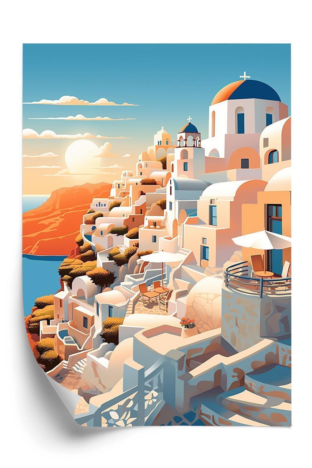 Plakat Solnedgang Over Maleriske Santorini - Doboxa Plakater