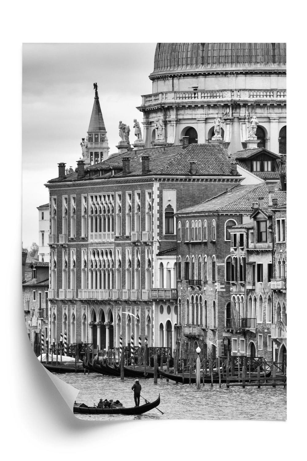 Hvid Plakat Sort Gondol Canal Grande - Doboxa Plakater