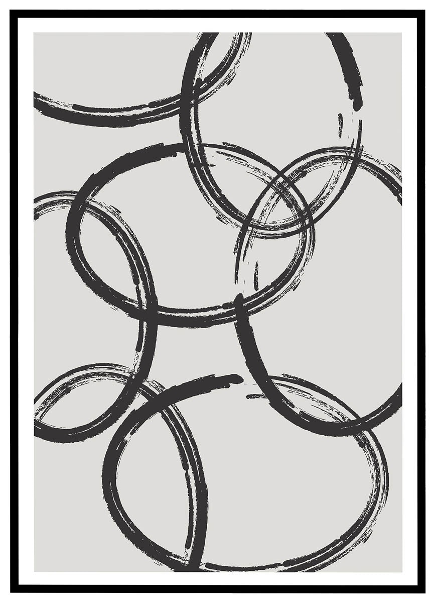 Sort Plakat Pensel Ellipser - Plakater