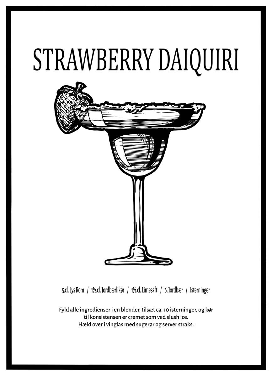 Plakat Strawberry Daiquiri Opskrift - Plakater