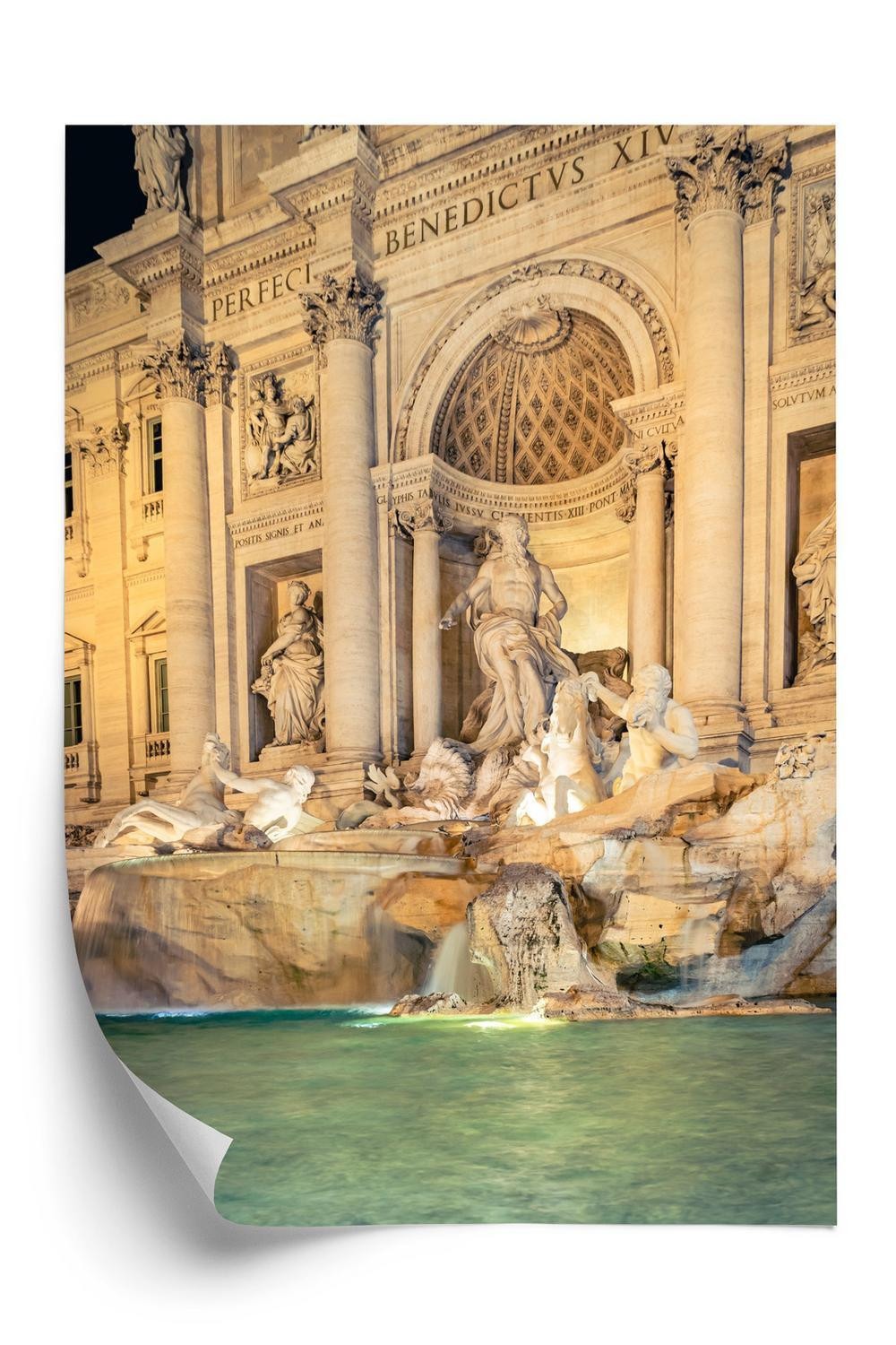 Plakat Trevi Fontænen Rom Natten - Doboxa Plakater