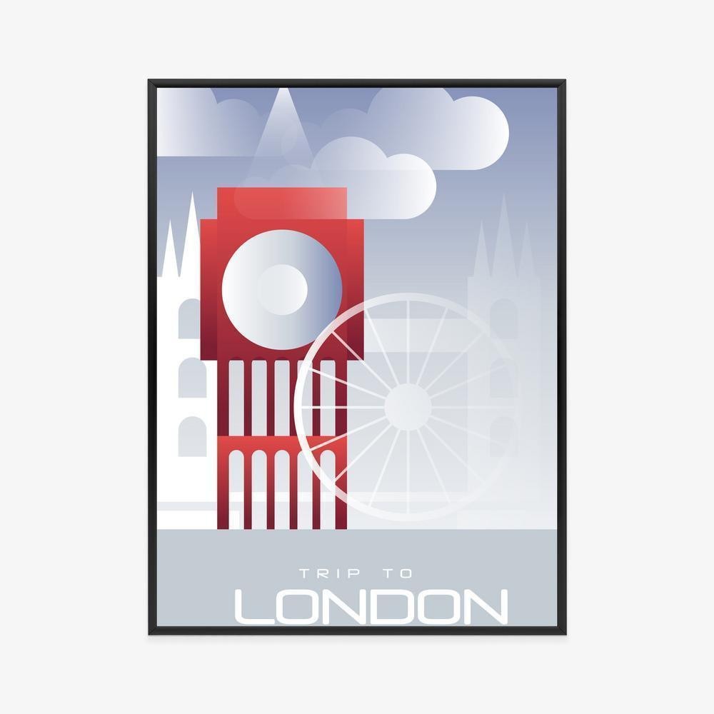 Sort Plakat Trip London Ramme Aluminium Farve - Doboxa Plakater