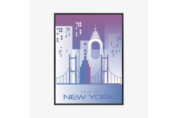 Sort Plakat Trip New York Ramme Aluminium Farve - Doboxa Plakater