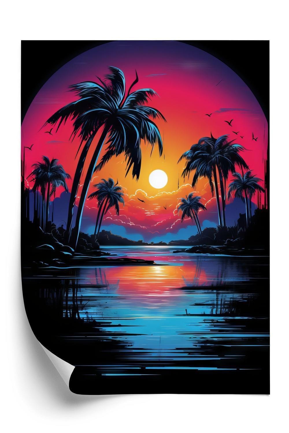 Plakat Tropisk Solnedgang Palmer - Doboxa Plakater