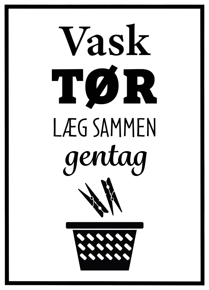 Plakat Vask Tør Læg Sammen Gentag - Plakater