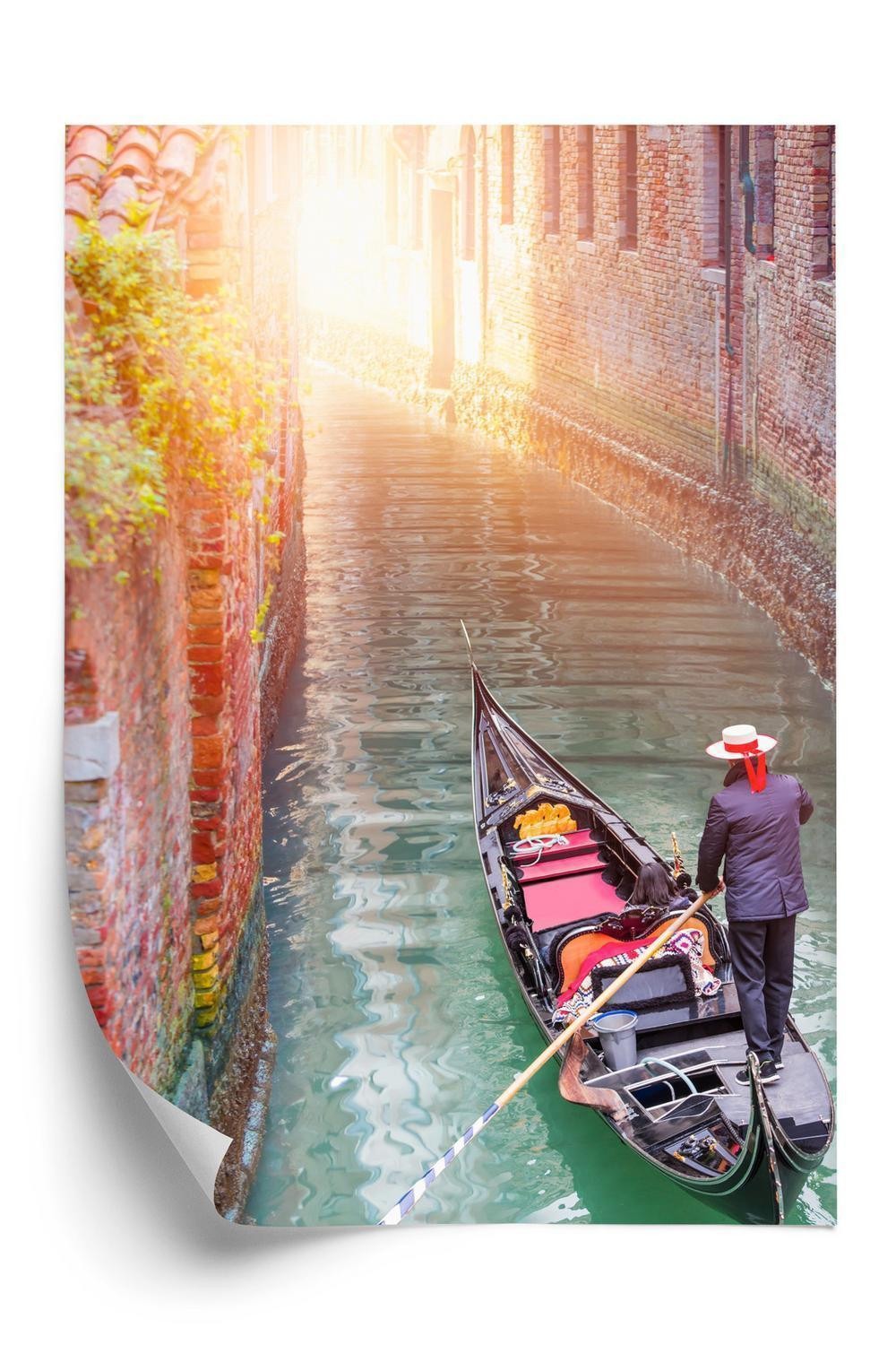 Grøn Plakat Venetiansk Gondolier Det Ne Vand Kanalen - Doboxa Plakater