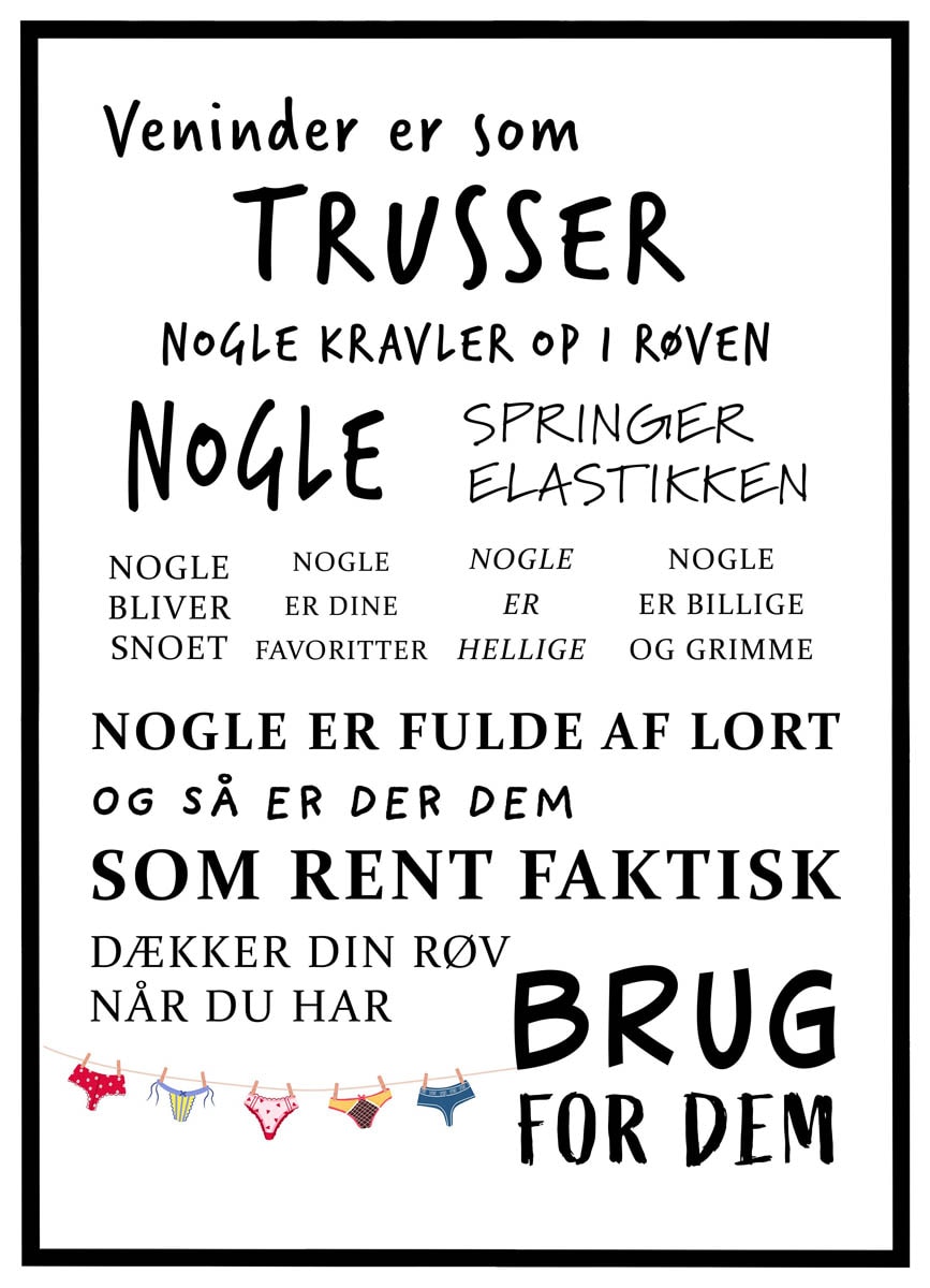 Plakat Veninder Som Trusser - Plakater