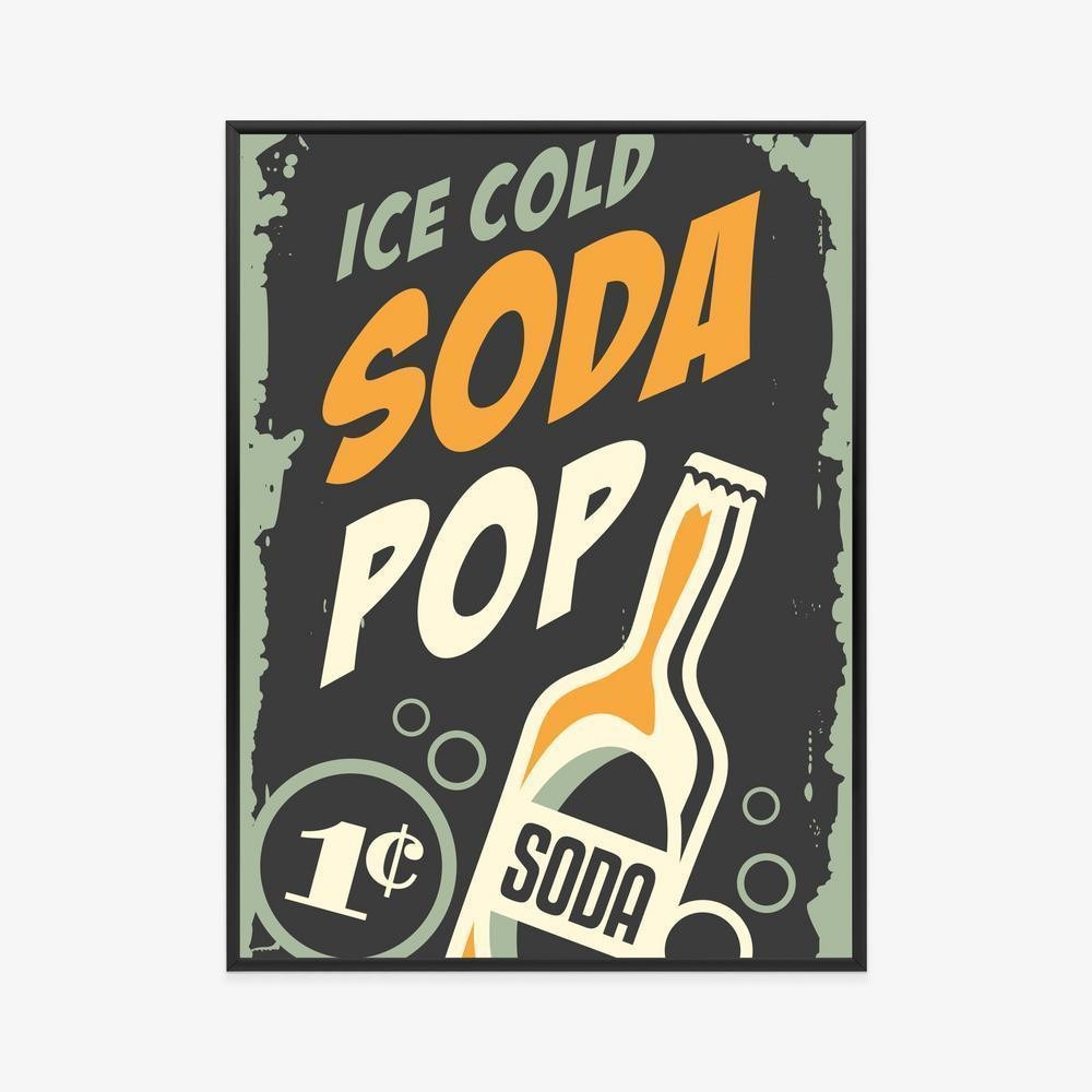 Sort Plakat Vintage Kulsyreholdig Drink Ramme Aluminium Farve - Doboxa Plakater