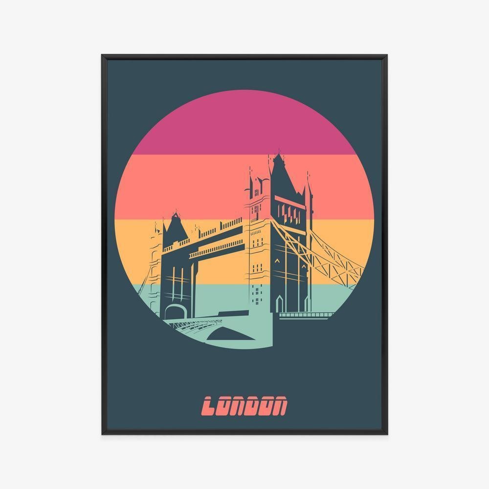 Sort Plakat Vintage Tower Bridge Ramme Aluminium Farve - Doboxa Plakater