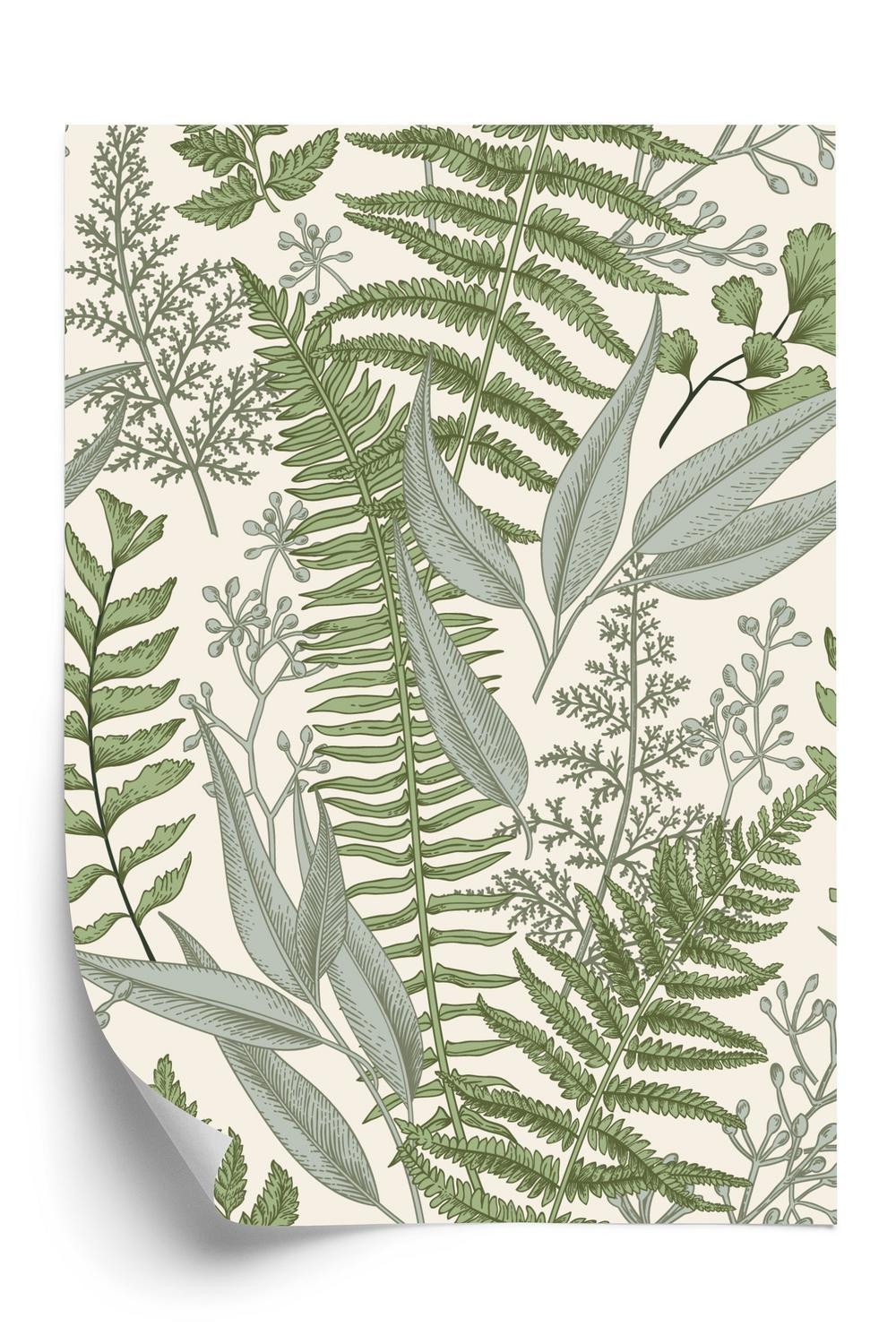 Plakat Vintage Vilde Planter Beige Baggrund - Doboxa Plakater