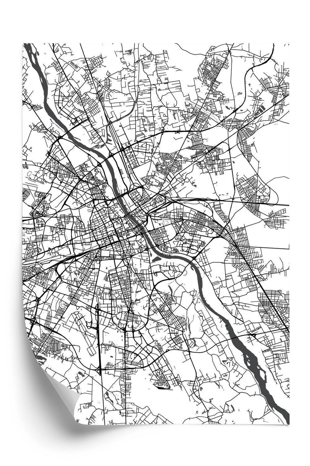 Hvid Plakat Warszawa Sort T Kort - Doboxa Plakater