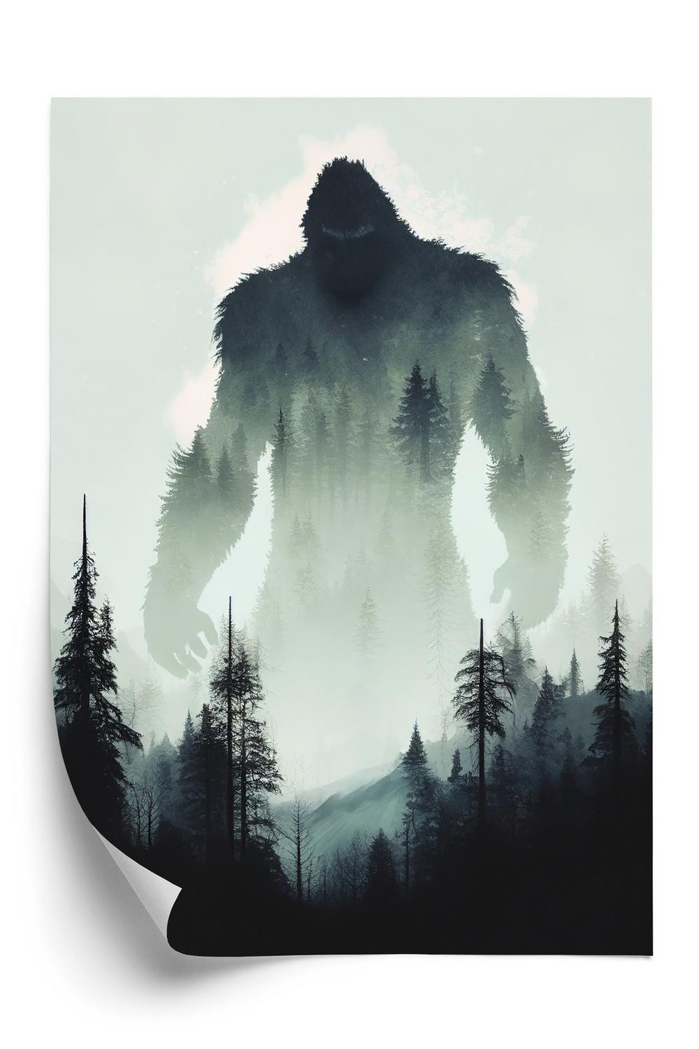 Plakat Yeti Silhuet Mørk Skov - Doboxa Plakater