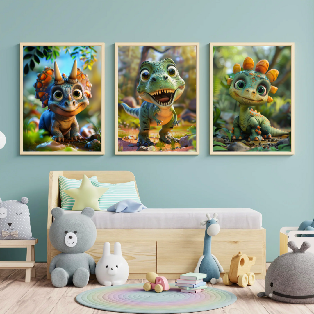 Plakat Med Dinosaur Plakatst Farverigt Eventyr Til Brnevrelset - Ny Plakat Plakater
