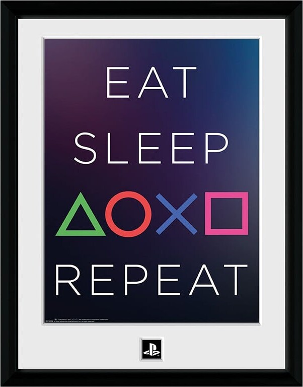 Playstation Plakat Med Ramme Eat Sleep Repeat 30x40 - Abystyle Studio Plakater  - 5028486421671