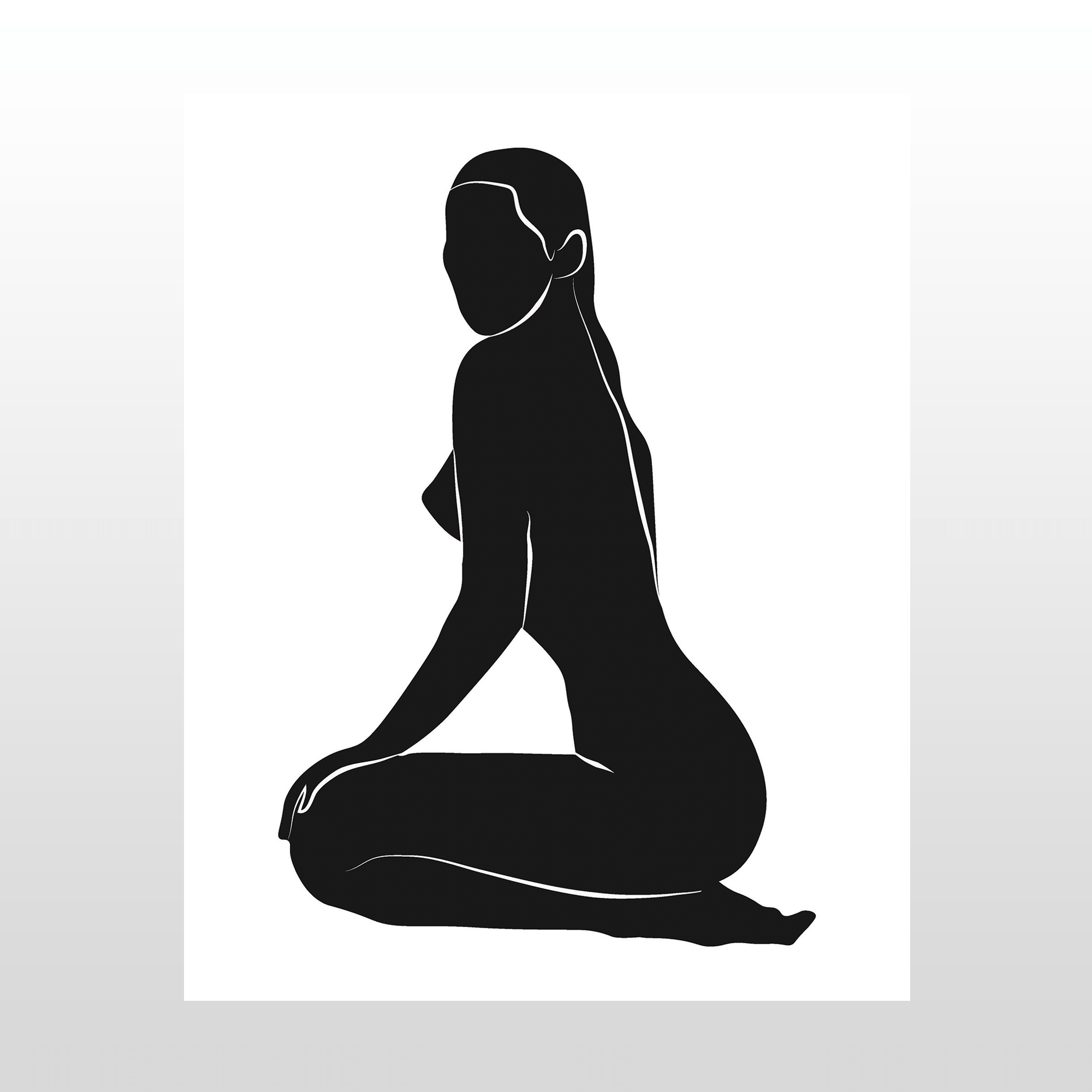 Sort Plakat Silhuet Dame - Naga Plakater