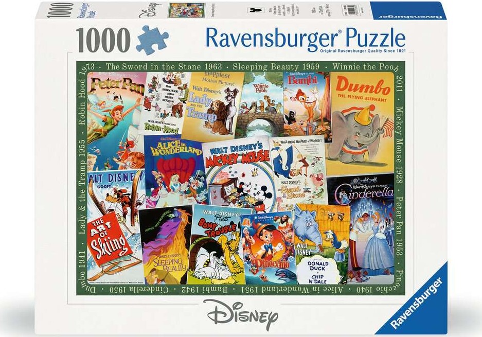 Ravensburger Puslespil Disney Vintage Movie Poster 1000 Brikker - Ravensburger Plakater  - 4005555006893