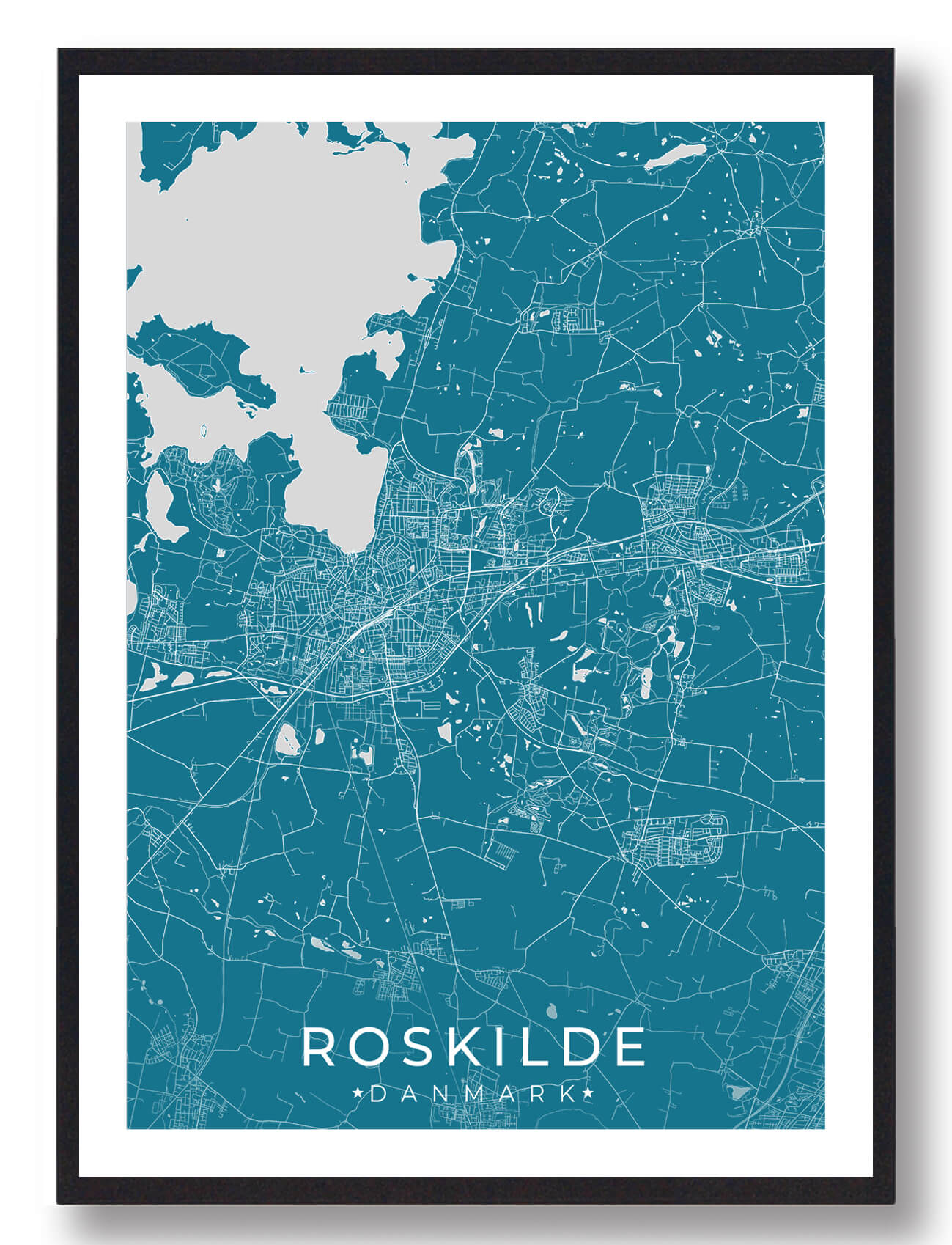 Blå Roskilde Plakat - Plakatdyr.dk Plakater