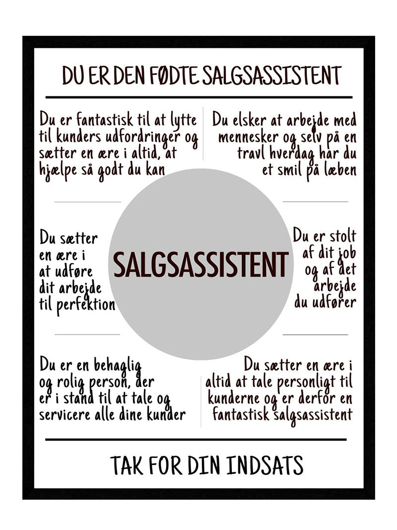 Salgsassistent Plakat - Postersbyus Plakater