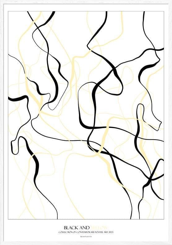 Sort Grafisk Plakat Black And Yellow - Unikplakat.dk Plakater