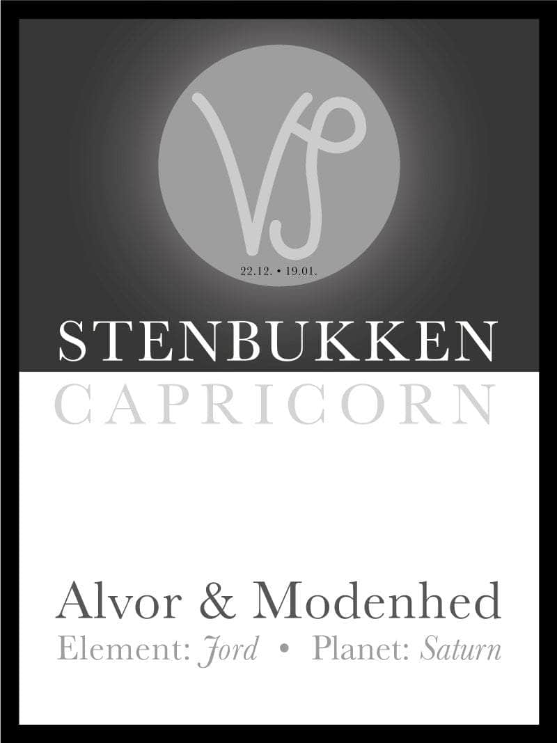 Stenbukken Stjernetegn Tekst Plakat - Egly Design Plakater