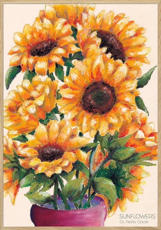 Sunflowers Plakat Oliepasteltegning - Unikplakat.dk Plakater