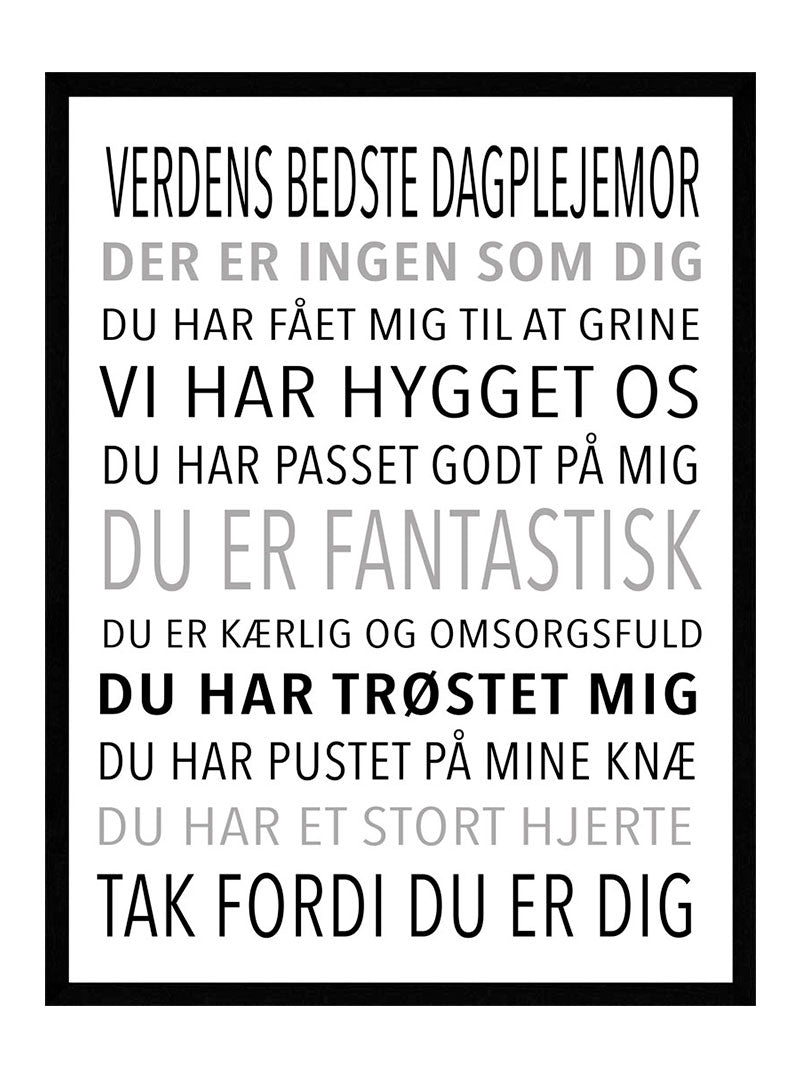 Verdens Bedste Dagplejer Plakat - Postersbyus Plakater
